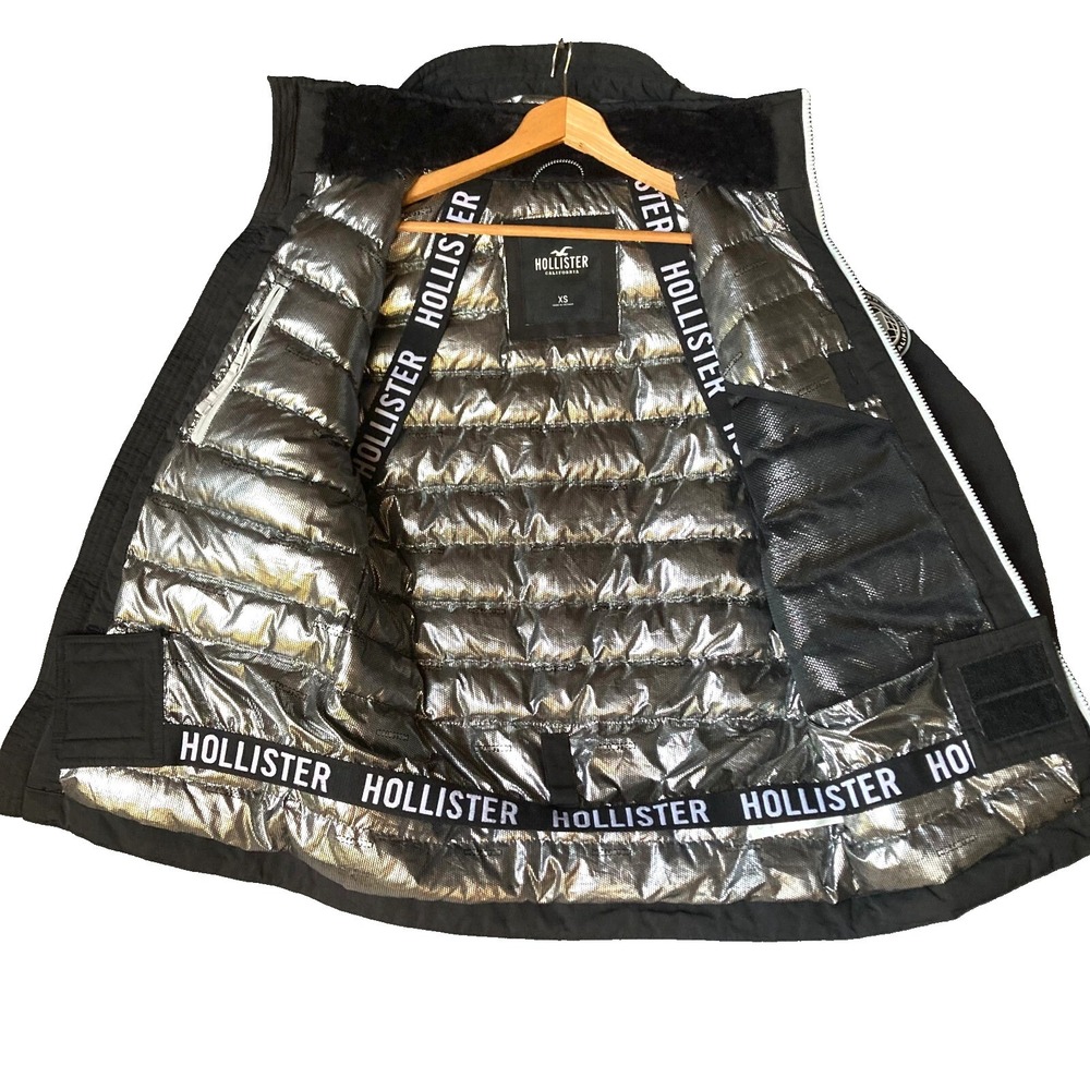 Hollister Foil Lined Ski Jacket Mens XS S Quilted Down Parka Performance Coat